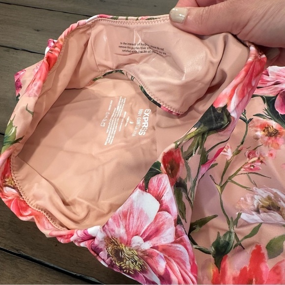 NWT Express Pink Floral Strappy Lace-Up Body Contour One-Piece Swimsuit #S01 - Picture 10 of 15